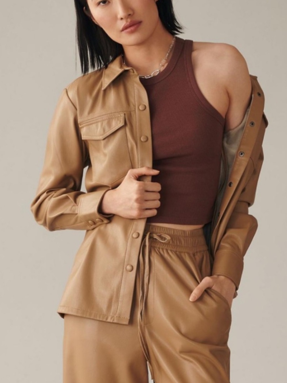 Anthropologie Good American Better Than Leather Shacket size 2XL NWT